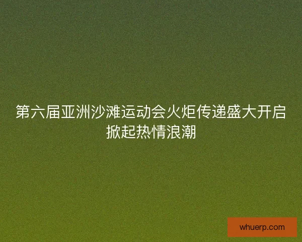 第六届亚洲沙滩运动会火炬传递盛大开启掀起热情浪潮 第六届亚洲沙滩运动会火炬传递盛大开启掀起热情浪潮